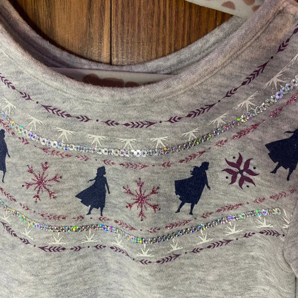 Jumping Beans Sweatshirt Dress Kids 3T Gray Disney Frozen‎ Elsa Anna Sequins